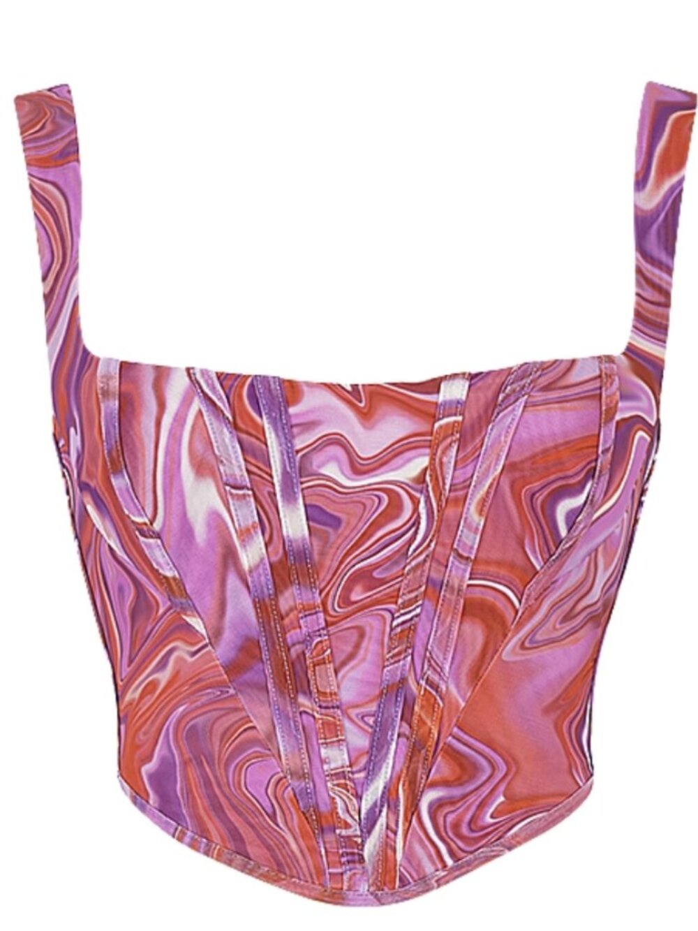 House of CB Ninetta Purple Swirl Print Mesh Corset Sz M - Picture 3 of 11